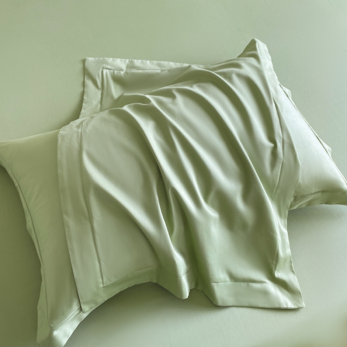 91家纺网 家纺一手货源 找家纺 50支贡缎轻奢刺绣床笠全棉床罩三件套防滑床垫套罩 Laura刺绣-艾绿