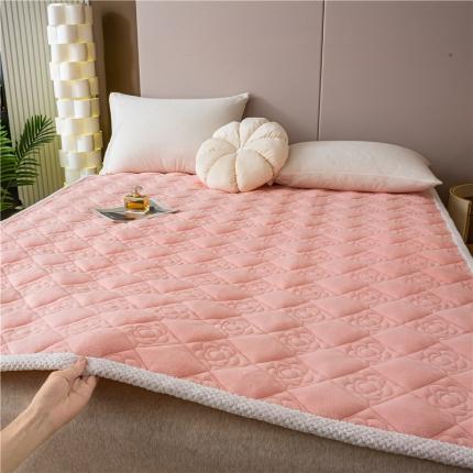 (总) 正邦 2023玫瑰花系牛奶绒纯色加厚防滑保暖床褥床垫软垫