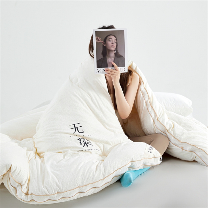 91家纺网 家纺一手货源 找家纺 创优家纺 2025新款子母被 白色-金边