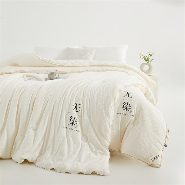 91家纺网 家纺一手货源 找家纺 创优家纺 2025新款子母被 白色-金边