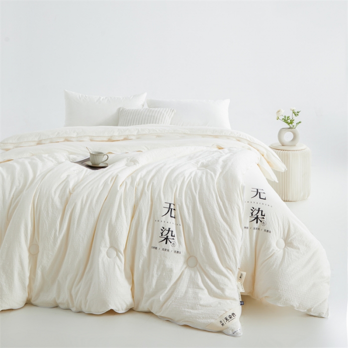 91家纺网 家纺一手货源 找家纺 创优家纺 2025新款子母被 白色-米白边