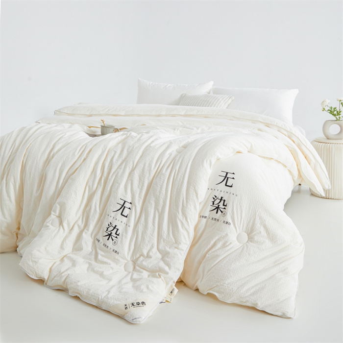 91家纺网 家纺一手货源 找家纺 创优家纺 2025新款子母被 白色-米白边