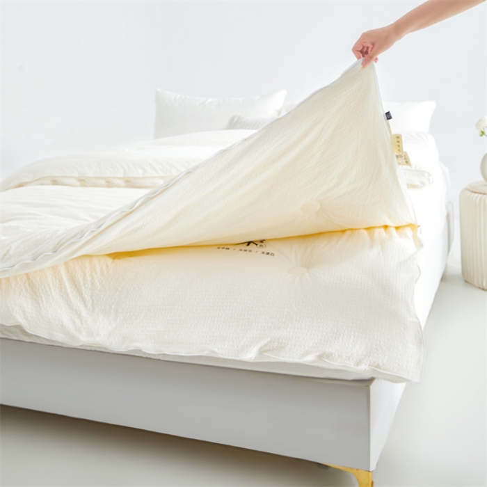 91家纺网 家纺一手货源 找家纺 创优家纺 2025新款子母被 白色-米白边