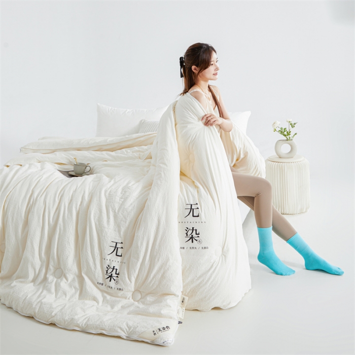 91家纺网 家纺一手货源 找家纺 创优家纺 2025新款子母被 白色-米白边