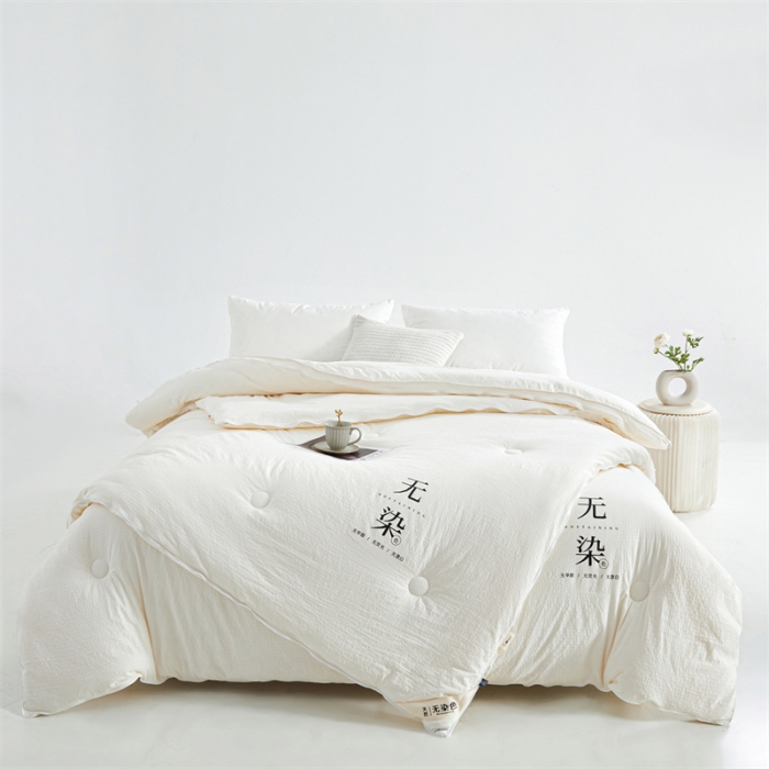 91家纺网 家纺一手货源 找家纺 创优家纺 2025新款子母被 白色-米白边