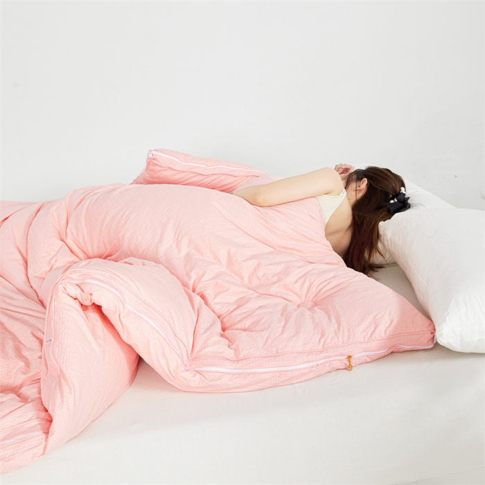 91家纺网 家纺一手货源 找家纺 创优家纺 2025新款子母被 粉玉色