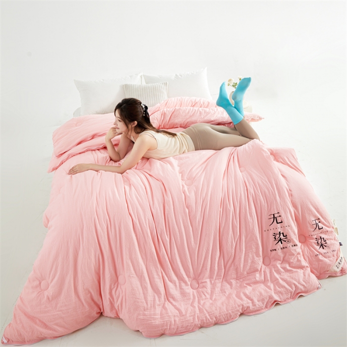 91家纺网 家纺一手货源 找家纺 创优家纺 2025新款子母被 粉玉色