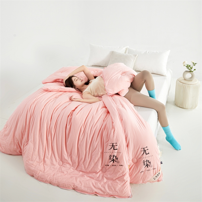 91家纺网 家纺一手货源 找家纺 创优家纺 2025新款子母被 粉玉色