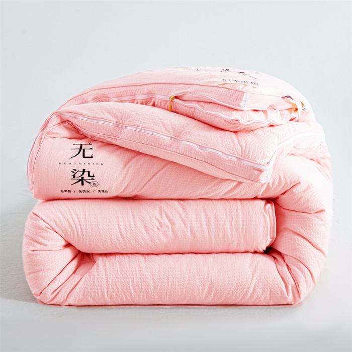 91家纺网 家纺一手货源 找家纺 创优家纺 2025新款子母被 粉玉色