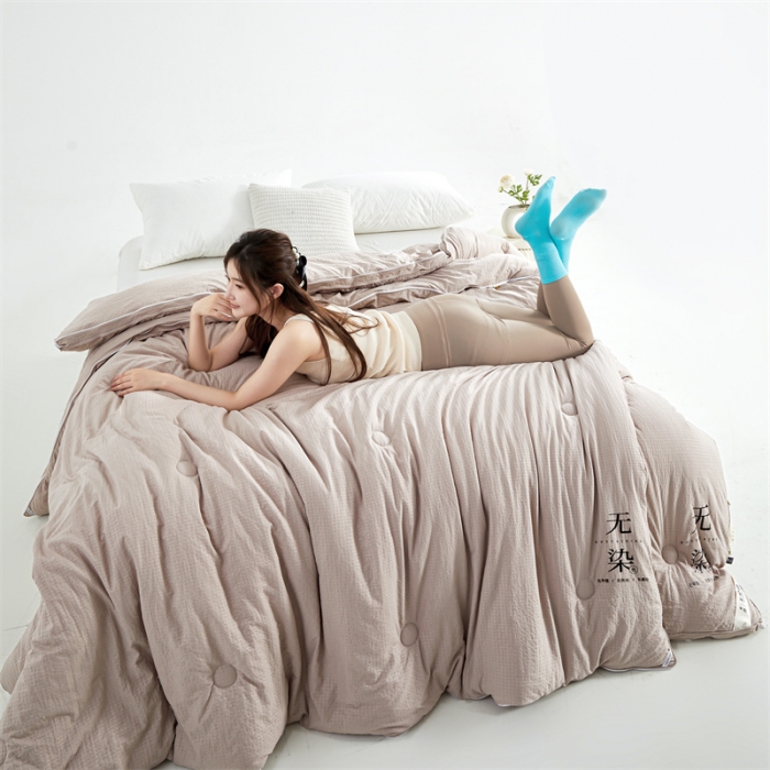 91家纺网 家纺一手货源 找家纺 创优家纺 2025新款子母被 卡其色