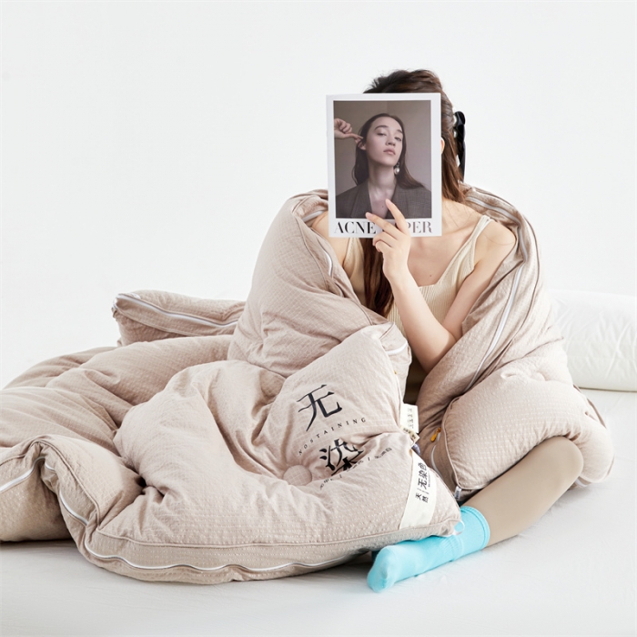 91家纺网 家纺一手货源 找家纺 创优家纺 2025新款子母被 卡其色