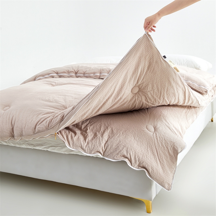 91家纺网 家纺一手货源 找家纺 创优家纺 2025新款子母被 卡其色