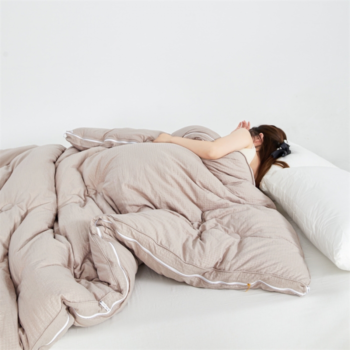 91家纺网 家纺一手货源 找家纺 创优家纺 2025新款子母被 卡其色