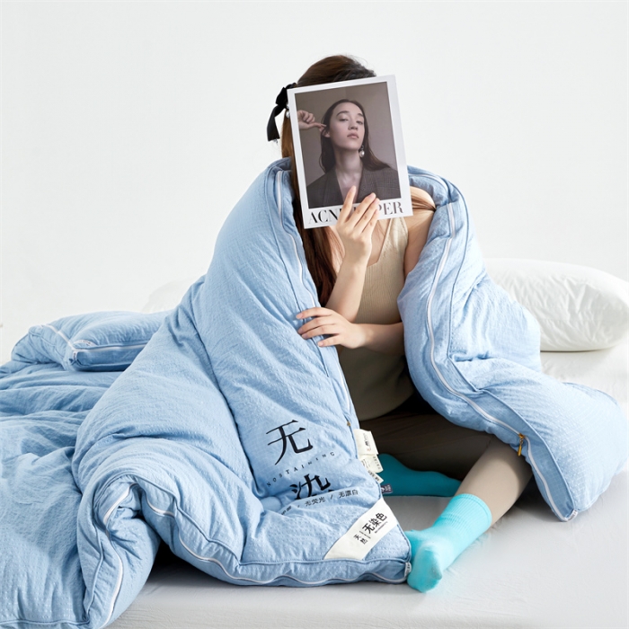 91家纺网 家纺一手货源 找家纺 创优家纺 2025新款子母被 蓝色