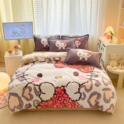 91家纺网 家纺一手货源 找家纺 （总）金爱家 2023新款kt猫大阪加厚牛奶绒系列四件套