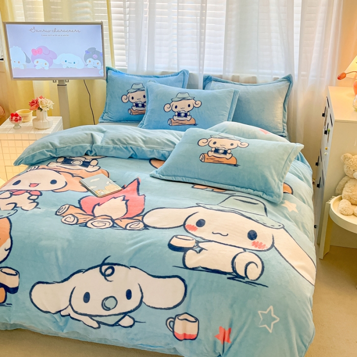 91家纺网 家纺一手货源 找家纺 （总）金爱家 2023新款kt猫大阪加厚牛奶绒系列四件套