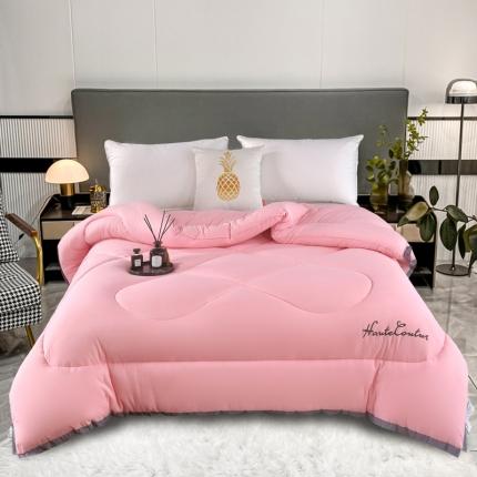 91家纺网 家纺一手货源 找家纺 好欣怡 2026新款水洗棉印花纯色冬被被子被芯 水洗棉-蜜粉