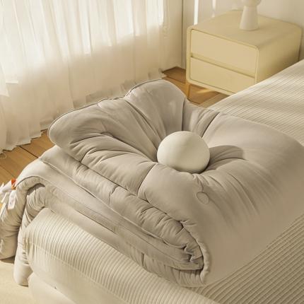 91家纺网 家纺一手货源 找家纺 优被业 2023新款针织棉云柔大豆被 灰色