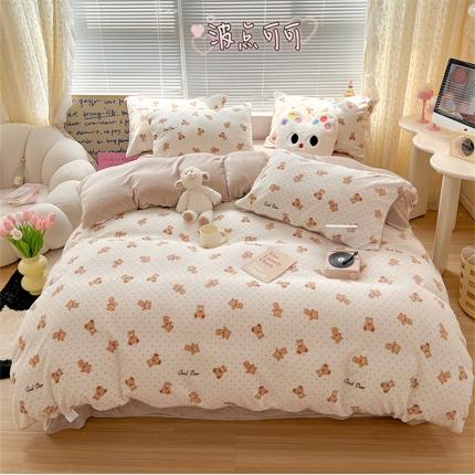 91家纺网 家纺一手货源 找家纺 （总）顾里 2023新款ins少女保暖牛奶绒奶油治 愈系四件套第 一批