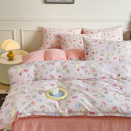 91家纺网 家纺一手货源 找家纺 （总）金鑫汇 2023新款A版面料+B版高克重牛奶绒四件套