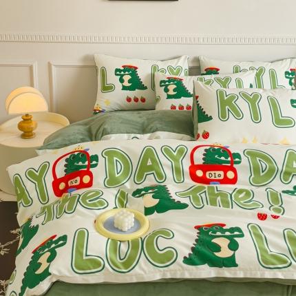 91家纺网 家纺一手货源 找家纺 （总）金鑫汇 2023新款A版面料+B版高克重牛奶绒四件套