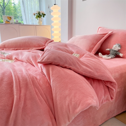 91家纺网 家纺一手货源 找家纺 （总）兰紫橙家纺纯色双拼双面绒法兰绒牛奶绒四件套被套-全尺寸