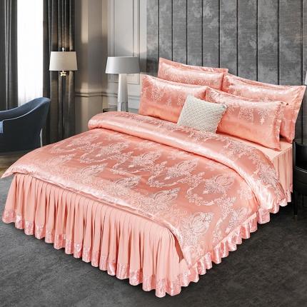 91家纺网 家纺一手货源 找家纺 莱欧纳 2025新款欧式提花床裙四件套 卡萨金爵-浅湖泊