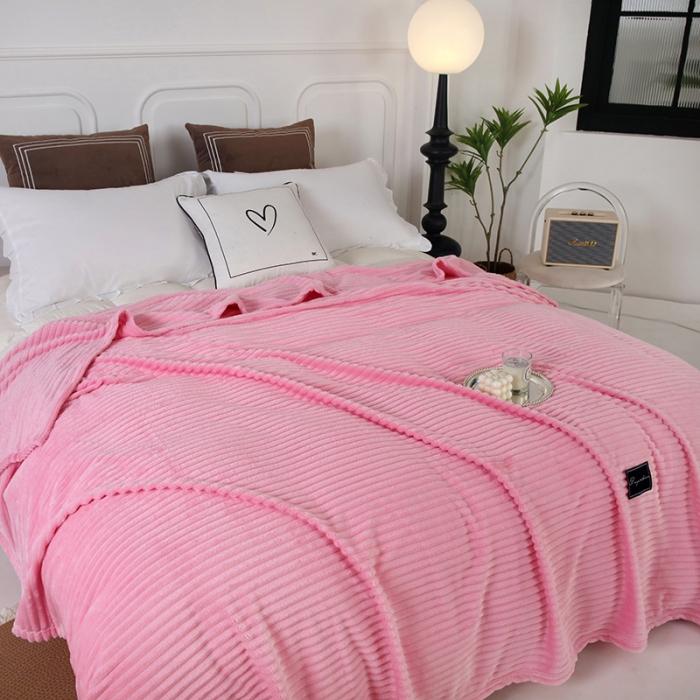 91家纺网 家纺一手货源 找家纺 2025总 纯色条纹空调毯抽条毛毯魔法绒牛奶绒雪花绒午睡毯法莱绒多用毯