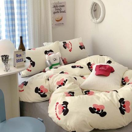 美乐迪家纺 2023秋冬新款保暖牛奶绒四件套 旺旺