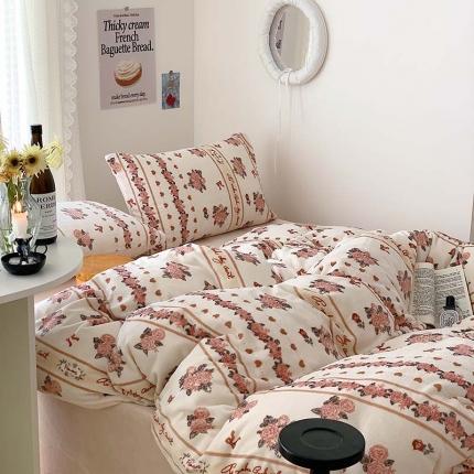 美乐迪家纺 2023秋冬新款保暖牛奶绒四件套 莉娜