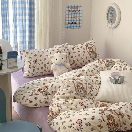 美乐迪家纺 2023秋冬新款保暖牛奶绒四件套 萝莉