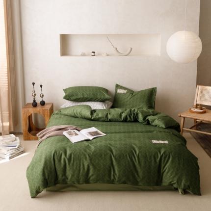 91家纺网 家纺一手货源 找家纺 棉生活 2023新款全棉磨毛四件套 诺伊尔绿