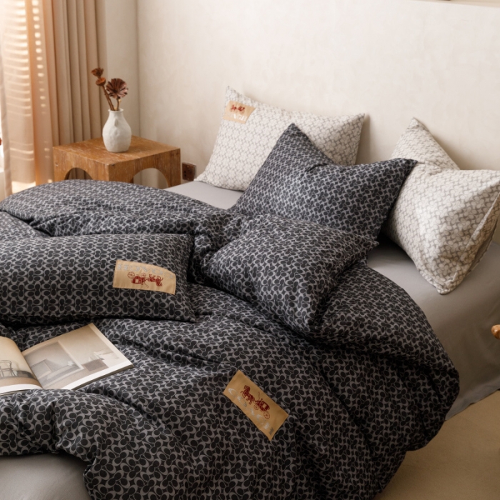 91家纺网 家纺一手货源 找家纺 棉生活 2023新款全棉磨毛四件套 静享黑