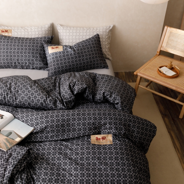 91家纺网 家纺一手货源 找家纺 棉生活 2023新款全棉磨毛四件套 静享黑