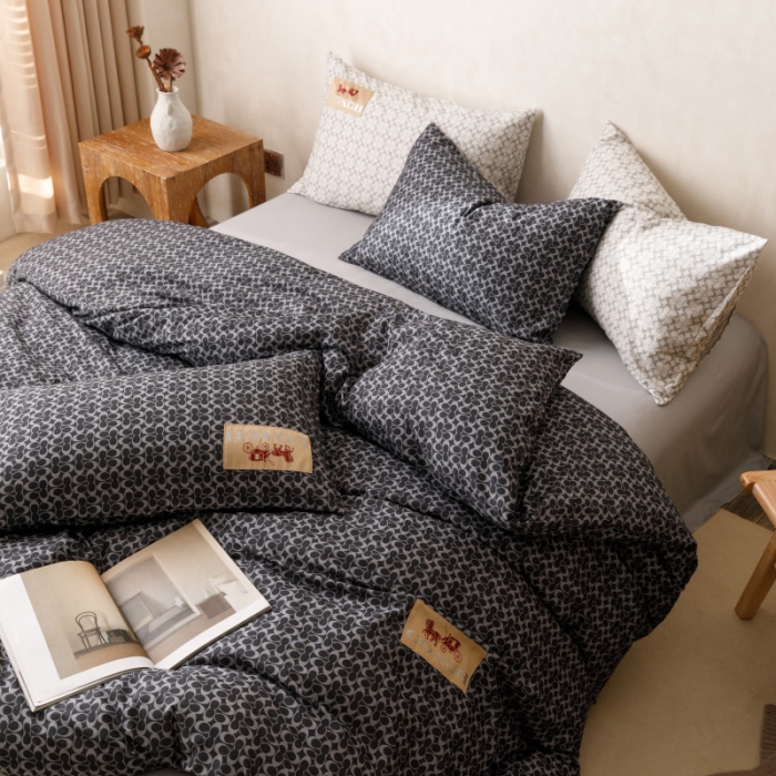 91家纺网 家纺一手货源 找家纺 棉生活 2023新款全棉磨毛四件套 静享黑