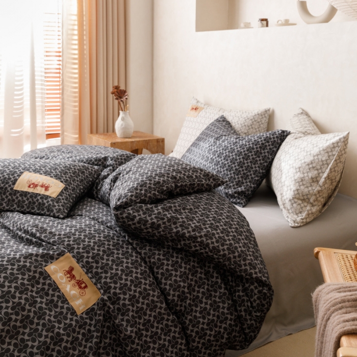 91家纺网 家纺一手货源 找家纺 棉生活 2023新款全棉磨毛四件套 静享黑