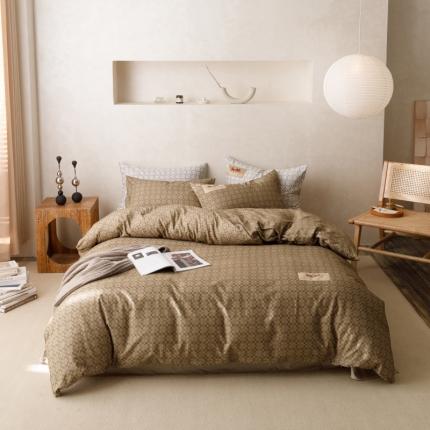 棉生活 2023新款全棉磨毛四件套 静享咖