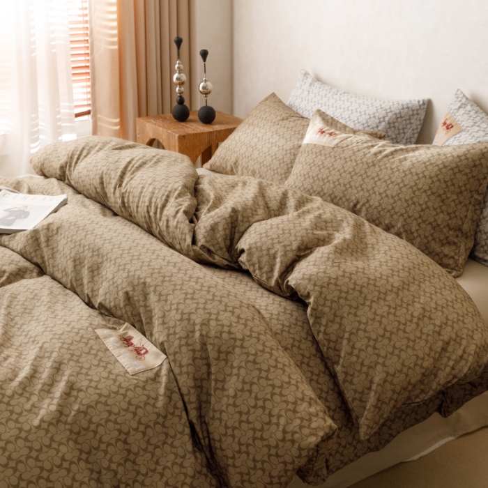 91家纺网 家纺一手货源 找家纺 棉生活 2023新款全棉磨毛四件套 静享咖