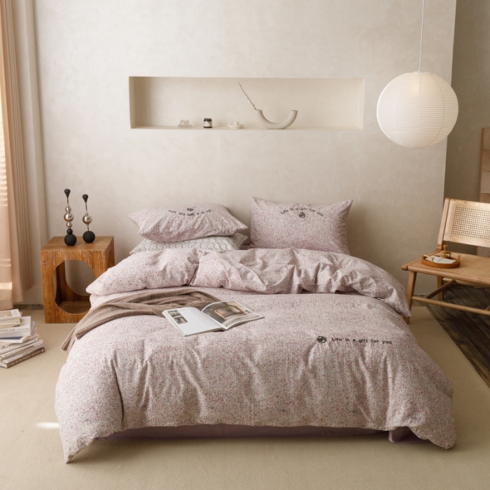 91家纺网 家纺一手货源 找家纺 棉生活 2023新款全棉磨毛四件套 暖光紫