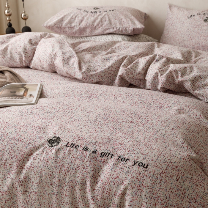 91家纺网 家纺一手货源 找家纺 棉生活 2023新款全棉磨毛四件套 暖光紫