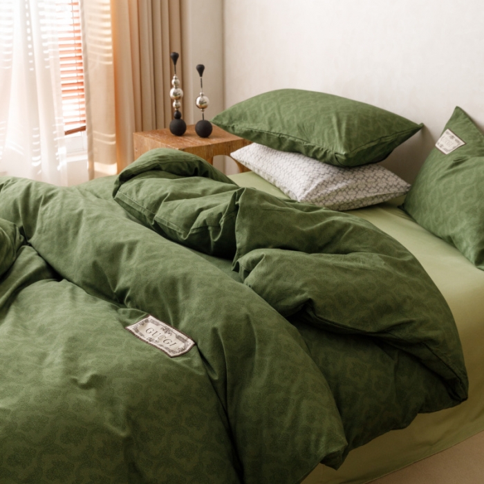 91家纺网 家纺一手货源 找家纺 棉生活 2023新款全棉磨毛四件套 诺伊尔绿