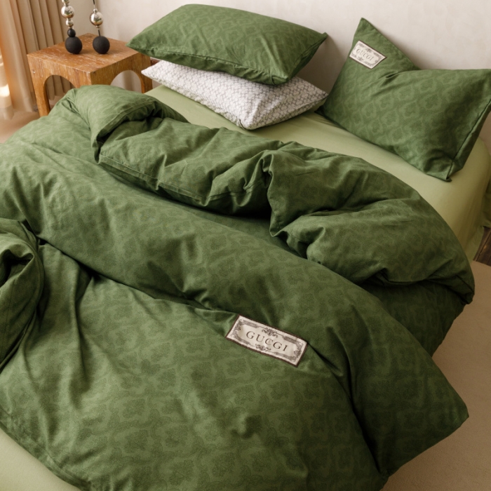 91家纺网 家纺一手货源 找家纺 棉生活 2023新款全棉磨毛四件套 诺伊尔绿