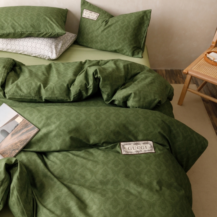 91家纺网 家纺一手货源 找家纺 棉生活 2023新款全棉磨毛四件套 诺伊尔绿