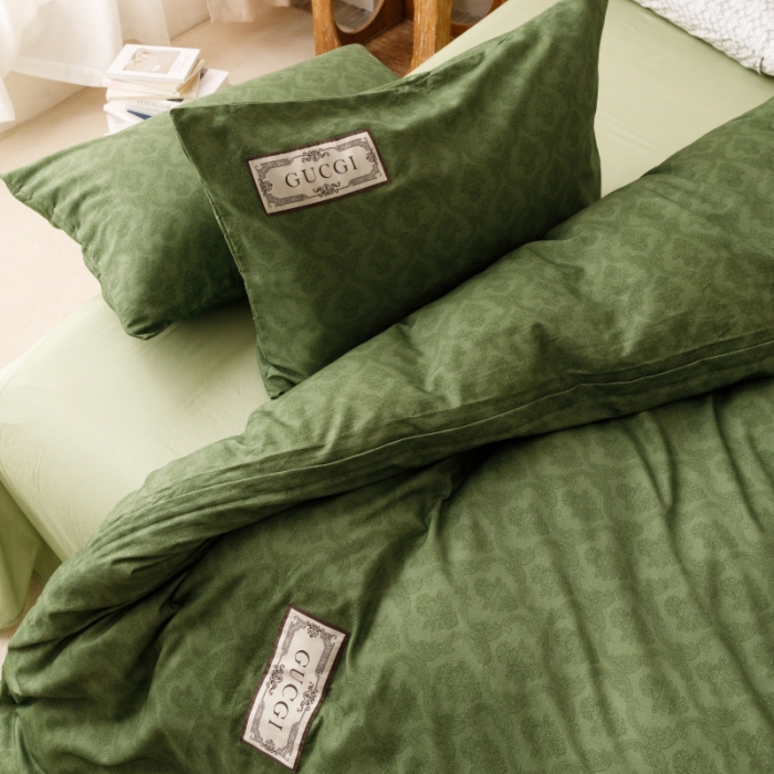 91家纺网 家纺一手货源 找家纺 棉生活 2023新款全棉磨毛四件套 诺伊尔绿