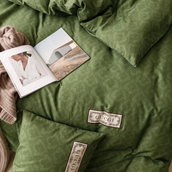 91家纺网 家纺一手货源 找家纺 棉生活 2023新款全棉磨毛四件套 诺伊尔绿