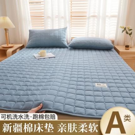 晓时候 2023新款高克重水洗棉新疆棉花床垫床护垫软垫床褥子 浅蓝