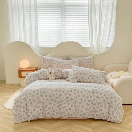 91家纺网 家纺一手货源 找家纺 （总）优眠坊 2025新款全棉双层纱四件套