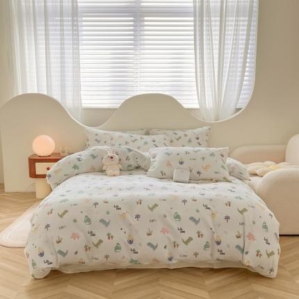 91家纺网 家纺一手货源 找家纺 （总）优眠坊 2025新款全棉双层纱四件套