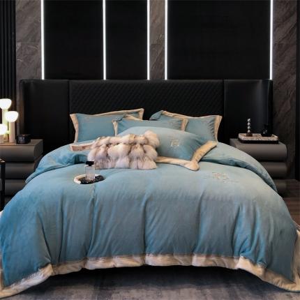 91家纺网 家纺一手货源 找家纺 （总）保罗圣迪奥 2024新款刺绣雪绒绒四件套-维也纳