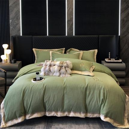 91家纺网 家纺一手货源 找家纺 （总）保罗圣迪奥 2024新款刺绣雪绒绒四件套-维也纳